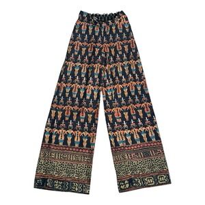 Agua Bendita Azteca Wide Leg Palazzo Pants 100% Cotton Cover Up Lrge Size 8